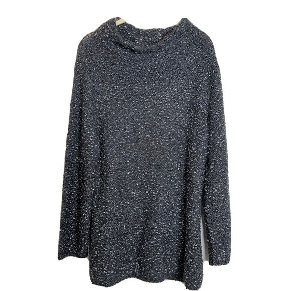 Antonio Melani Womens Sweater Large Black Silver Knobby Texture Chunky Mock Neck - Picture 3 of 6